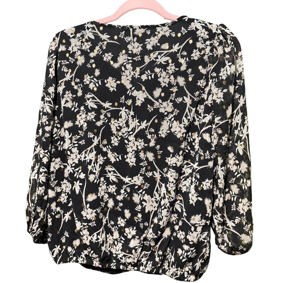 Adrienne Vittadini Black, White & Gold Floral Relaxed Blouse NWOT - Picture 5 of 5